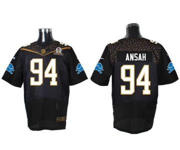 Men's Detroit Lions #94 Ezekiel Ansah Black 2016 Pro Bowl Nike Elite Jersey