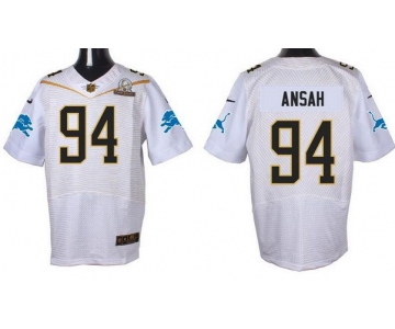 Men's Detroit Lions #94 Ezekiel Ansah White 2016 Pro Bowl Nike Elite Jersey