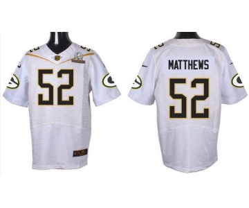 Men's Green Bay Packers #52 Clay Matthews White 2016 Pro Bowl Nike Elite Jersey