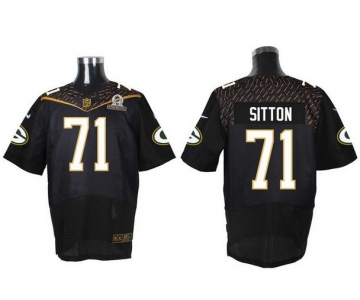 Men's Green Bay Packers #71 Josh Sitton Black 2016 Pro Bowl Nike Elite Jersey