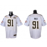 Men's Kansas City Chiefs #91 Tamba Hali White 2016 Pro Bowl Nike Elite Jersey