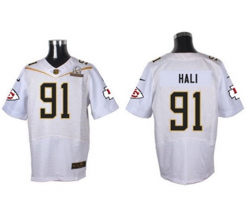 Men's Kansas City Chiefs #91 Tamba Hali White 2016 Pro Bowl Nike Elite Jersey