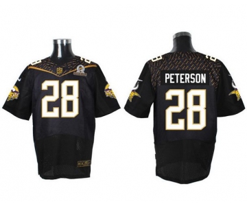 Men's Minnesota Vikings #28 Adrian Peterson Black 2016 Pro Bowl Nike Elite Jersey