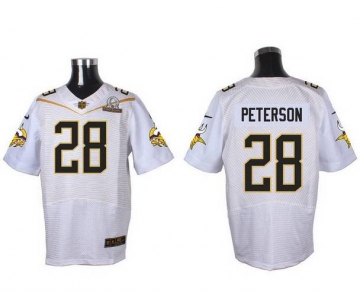 Men's Minnesota Vikings #28 Adrian Peterson White 2016 Pro Bowl Nike Elite Jersey