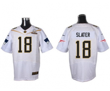 Men's New England Patriots #18 Matthew Slater White 2016 Pro Bowl Nike Elite Jersey