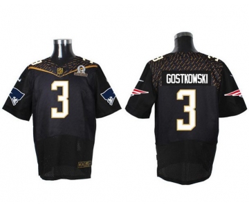 Men's New England Patriots #3 Stephen Gostkowski Black 2016 Pro Bowl Nike Elite Jersey