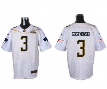 Men's New England Patriots #3 Stephen Gostkowski White 2016 Pro Bowl Nike Elite Jersey