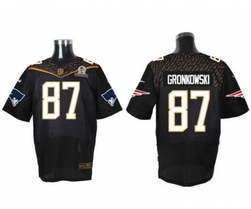 Men's New England Patriots #87 Rob Gronkowski Black 2016 Pro Bowl Nike Elite Jersey