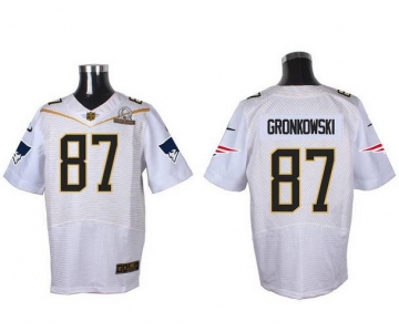 Men's New England Patriots #87 Rob Gronkowski White 2016 Pro Bowl Nike Elite Jersey