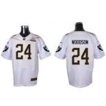 Men's Oakland Raiders #24 Charles Woodson White 2016 Pro Bowl Nike Elite Jersey