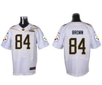 Men's Pittsburgh Steelers #84 Antonio Brown White 2016 Pro Bowl Nike Elite Jersey