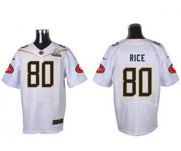 Men's San Francisco 49ers #80 Jerry Rice White 2016 Pro Bowl Nike Elite Jersey