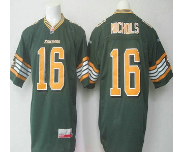 CFL Edmonton Eskimos #16 Matt Nichols Green Jersey