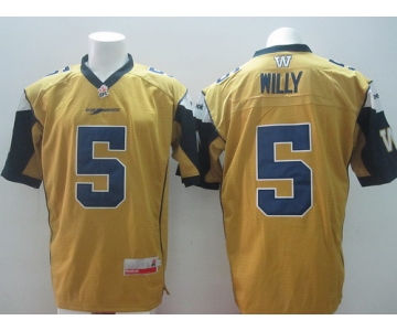 CFL Winnipeg Blue Bombers #5 Drew Willy Yellow Jersey