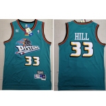 Detroit Pistons 33 Grant Hill Swingman Green Throwback Adidas Jersey