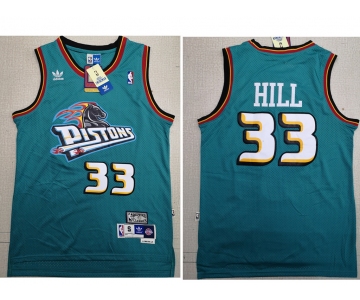 Detroit Pistons 33 Grant Hill Swingman Green Throwback Adidas Jersey