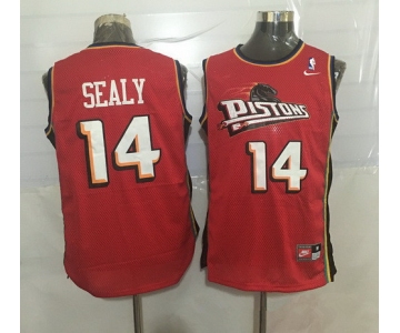 Men's Detroit Pistons #14 Malik Sealy Red Hardwood Classics Soul Swingman Throwback Jersey