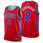 Men's Detroit Pistons #2 Cade Cunningham 75th Anniversary Red Stitched Basketball Jersey