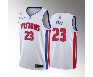 Men's Detroit Pistons #23 Jaden Ivey 2022 Draft White Basketball Stitched Jersey