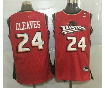 Men's Detroit Pistons #24 Mateen Cleaves Red Hardwood Classics Soul Swingman Throwback Jersey