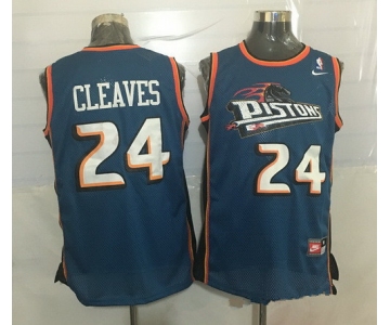 Men's Detroit Pistons #24 Mateen Cleaves Teal Blue Hardwood Classics Soul Swingman Throwback Jersey