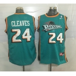 Men's Detroit Pistons #24 Mateen Cleaves Teal Green Hardwood Classics Soul Swingman Throwback Jersey