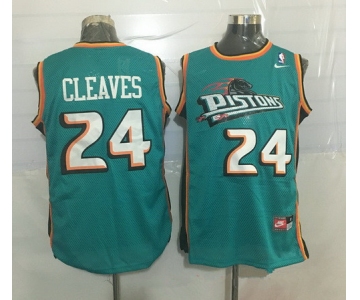 Men's Detroit Pistons #24 Mateen Cleaves Teal Green Hardwood Classics Soul Swingman Throwback Jersey