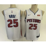 Men's Detroit Pistons #25 Derrick Rose New White 2019 Nike Swingman Stitched NBA Jersey With The Sponsor Logo