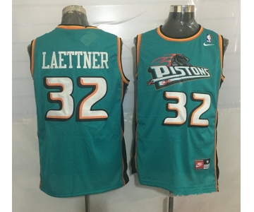 Men's Detroit Pistons #32 Christian Laettner Teal Green Hardwood Classics Soul Swingman Throwback Jersey