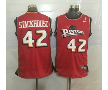 Men's Detroit Pistons #42 Jerry Stackhouse Red Hardwood Classics Soul Swingman Throwback Jersey