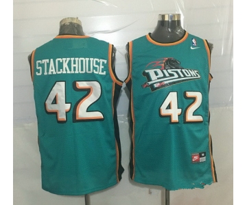 Men's Detroit Pistons #42 Jerry Stackhouse Teal Green Hardwood Classics Soul Swingman Throwback Jersey