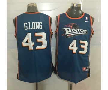 Men's Detroit Pistons #43 Grant Long Teal Blue Hardwood Classics Soul Swingman Throwback Jersey