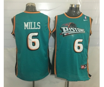 Men's Detroit Pistons #6 Terry Mills Teal Green Hardwood Classics Soul Swingman Throwback Jersey