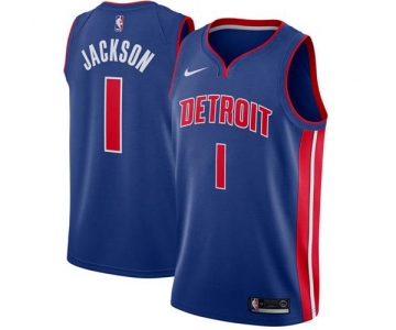 Nike Pistons #1 Reggie Jackson Blue Stitched NBA Swingman Jersey