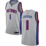 Nike Pistons #1 Reggie Jackson Silver NBA Swingman Statement Edition Jersey