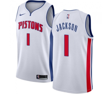 Nike Pistons #1 Reggie Jackson White NBA Swingman Association Edition Jersey