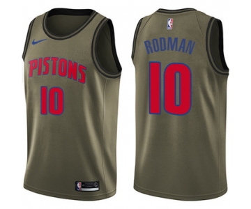 Nike Pistons #10 Dennis Rodma Green Salute to Service NBA Swingman Jersey