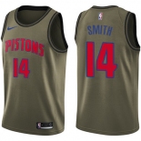 Nike Pistons #14 Ish Smith Green Salute to Service NBA Swingman Jersey