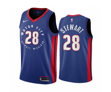 Nike Pistons #28 Isaiah Stewart Blue NBA Swingman 2020-21 City Edition Jersey