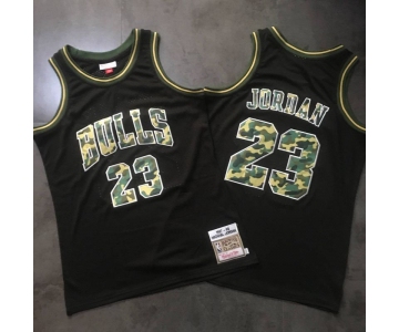 Bulls #23 Michael Jordan Black Camo 1997-98 Hardwood Classics Jersey