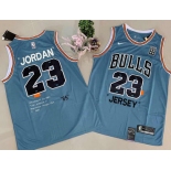 Bulls 23 Michael Jordan Blue Commemorative Edition Basketball Jersey