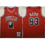 Bulls 93 Bape Red 1997-98 Hardwood Classics Jersey