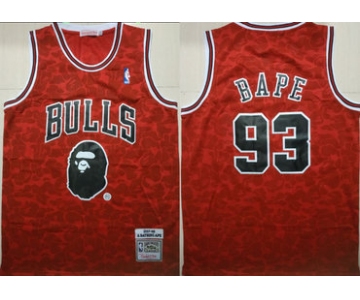 Bulls 93 Bape Red 1997-98 Hardwood Classics Jersey