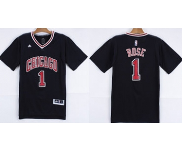 Chicago Bulls #1 Derrick Rose Revolution 30 Swingman 2014 New Black Short-Sleeved Jersey