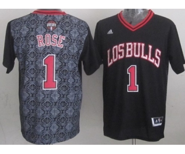 Chicago Bulls #1 Derrick Rose Revolution 30 Swingman 2014 Noche Latina Black Jersey