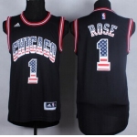 Chicago Bulls #1 Derrick Rose Revolution 30 Swingman 2014 USA Flag Fashion Black Jersey