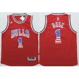 Chicago Bulls #1 Derrick Rose Revolution 30 Swingman 2014 USA Flag Fashion Red Jersey