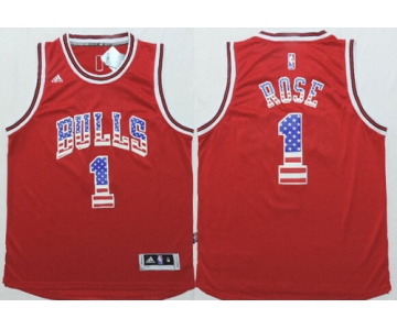 Chicago Bulls #1 Derrick Rose Revolution 30 Swingman 2014 USA Flag Fashion Red Jersey