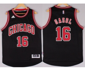 Chicago Bulls #16 Pau Gasol Revolution 30 Swingman 2014 New Black Jersey