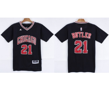 Chicago Bulls #21 Jimmy Butler Revolution 30 Swingman 2014 New Black Short-Sleeved Jersey